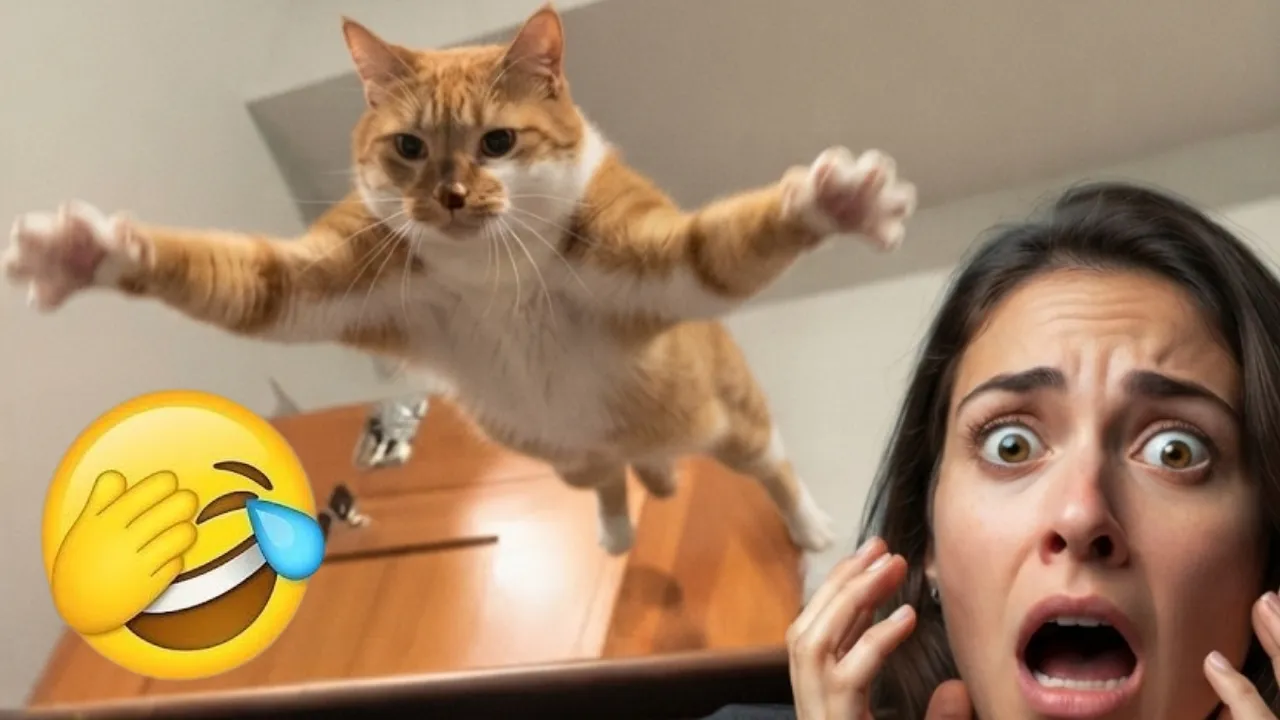Рыжий кот сделал невероятный прыжок! Топ смешных моментов с котами 2026 😂